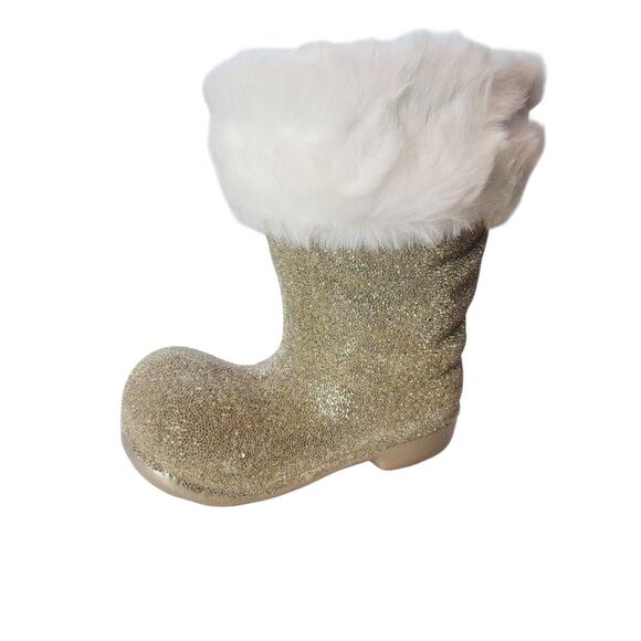 Dennis Basso Home Gold Beaded Santa Claus Boot Christmas Decor - Picture 1 of 9